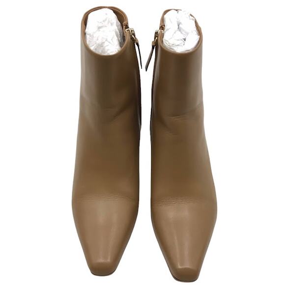 Cult Gaia Daylee Boot 6.5 Stacked Pebble Heel Leather Zipper Ankle Bootie Camel - Picture 5 of 11